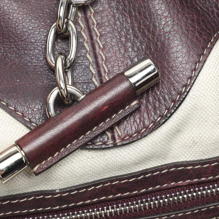 Pre Owned Gucci Dark Burgundy Leather Charlotte Crossbody Bag