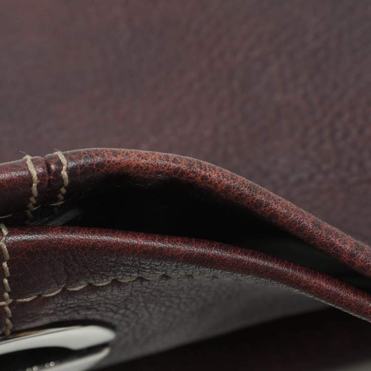Pre Owned Gucci Dark Burgundy Leather Charlotte Crossbody Bag