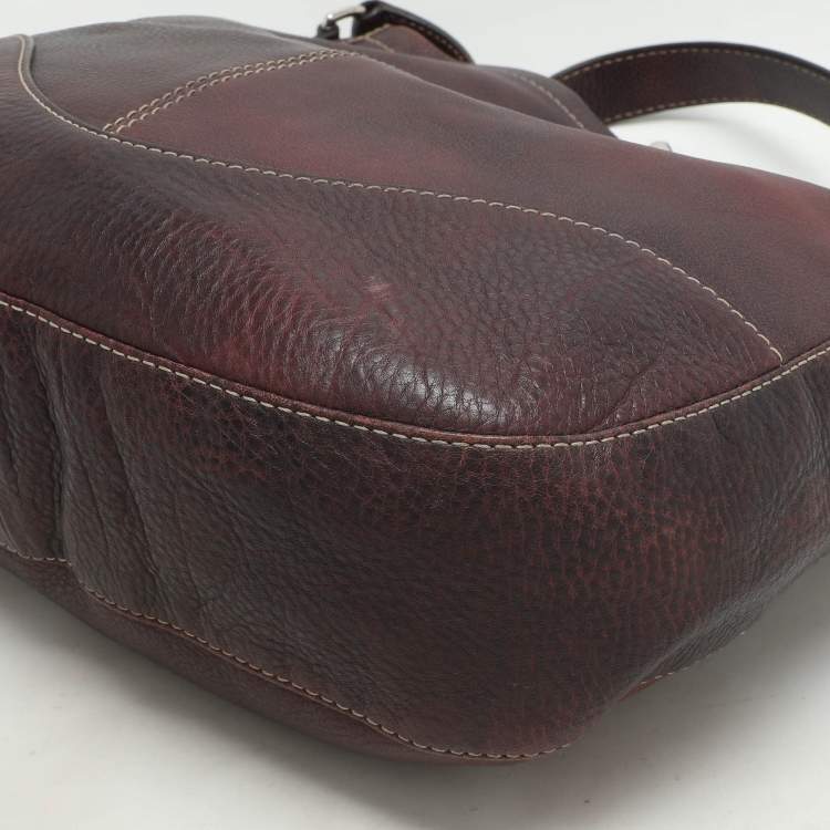 Pre Owned Gucci Dark Burgundy Leather Charlotte Crossbody Bag