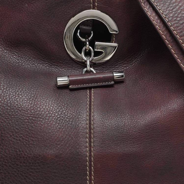 Pre Owned Gucci Dark Burgundy Leather Charlotte Crossbody Bag
