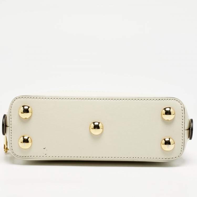 Pre Owned Gucci Beige/Off White GG Supreme Canvas and Leather Mini Horsebit 1955 Bag