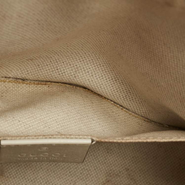 Pre Owned Gucci Beige/Off White GG Supreme Canvas and Leather Mini Horsebit 1955 Bag