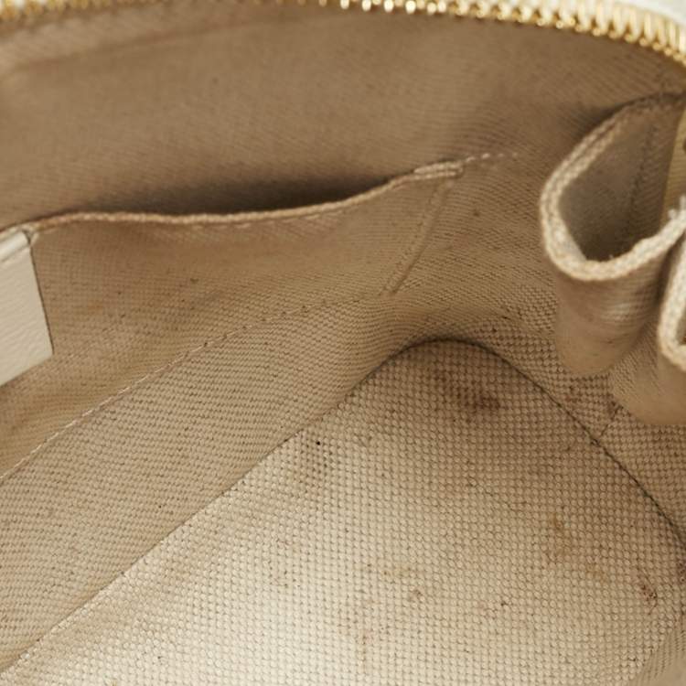 Pre Owned Gucci Beige/Off White GG Supreme Canvas and Leather Mini Horsebit 1955 Bag