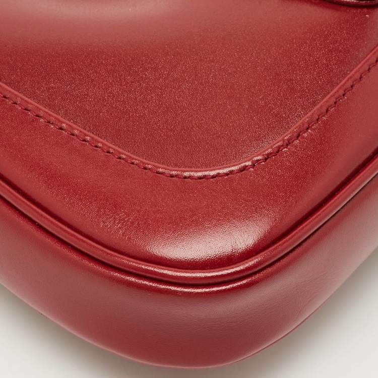 Pre Owned Gucci Dark Red Leather Jackie 1961 Mini Shoulder Bag