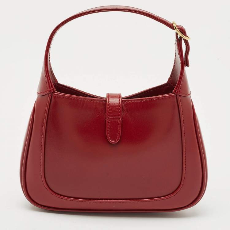 Pre Owned Gucci Dark Red Leather Jackie 1961 Mini Shoulder Bag