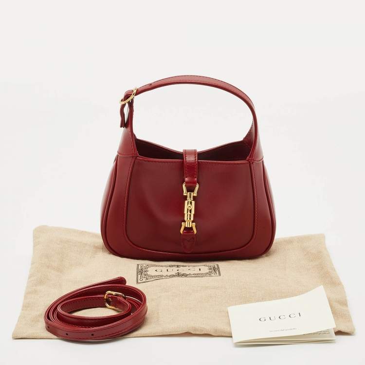 Pre Owned Gucci Dark Red Leather Jackie 1961 Mini Shoulder Bag