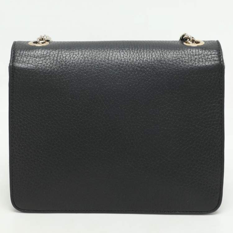 Pre Owned Gucci Black Leather Dollar Interlocking GG Shoulder Bag