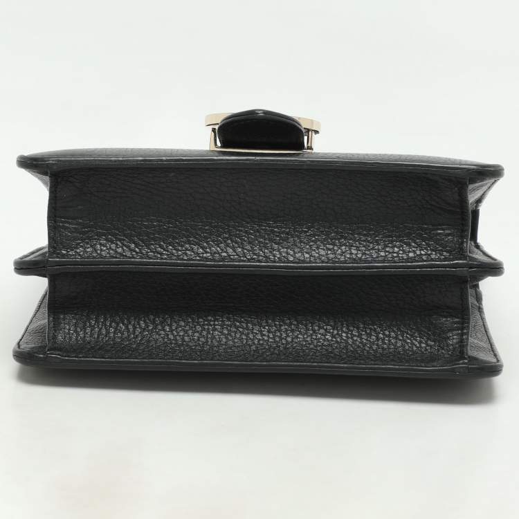 Pre Owned Gucci Black Leather Dollar Interlocking GG Shoulder Bag