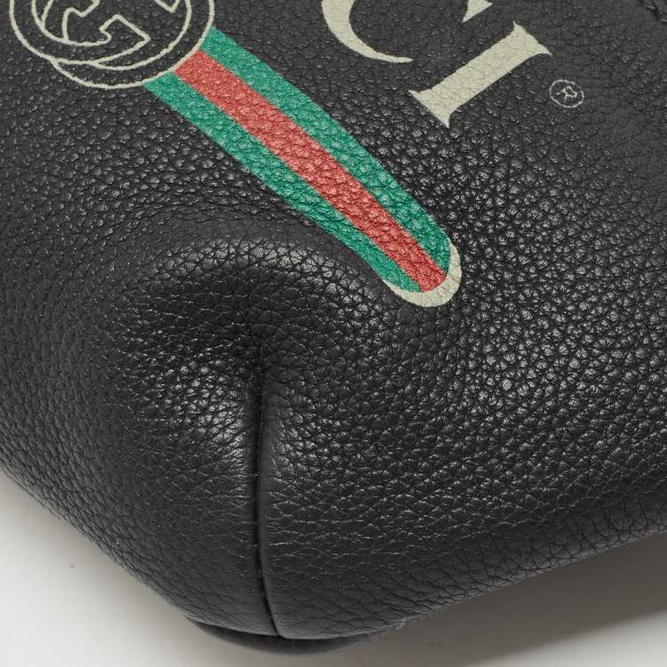 Pre Owned Gucci Black Leather Logo Web Small Belt Bag