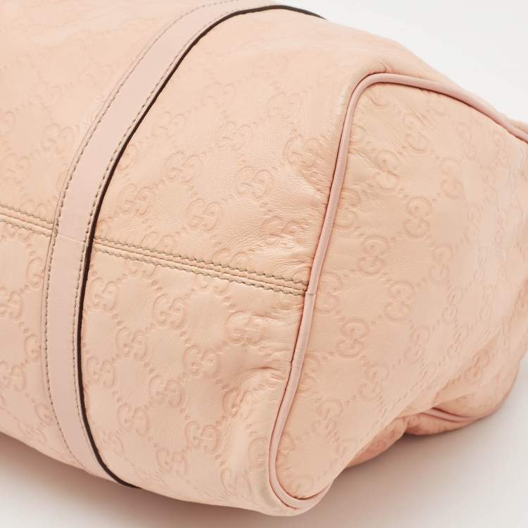 Pre Owned Gucci Peach Guccissima Leather Medium Joy Boston Bag