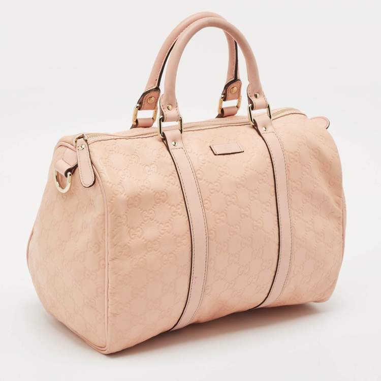 Pre Owned Gucci Peach Guccissima Leather Medium Joy Boston Bag