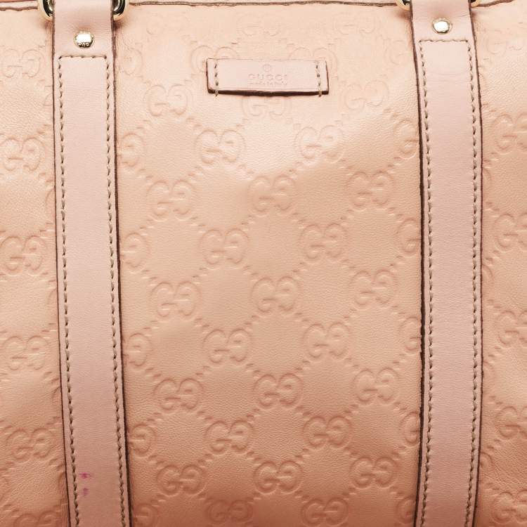 Pre Owned Gucci Peach Guccissima Leather Medium Joy Boston Bag