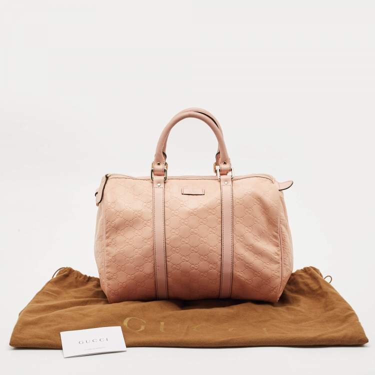 Pre Owned Gucci Peach Guccissima Leather Medium Joy Boston Bag
