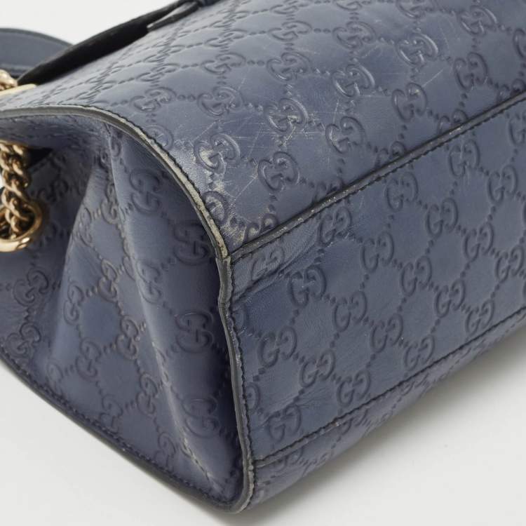 مملوكة مسبقًا Gucci Dark Blue Guccissima Leather Large Emily Chain Shoulder Bag