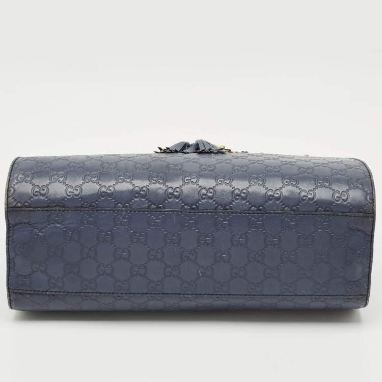 مملوكة مسبقًا Gucci Dark Blue Guccissima Leather Large Emily Chain Shoulder Bag
