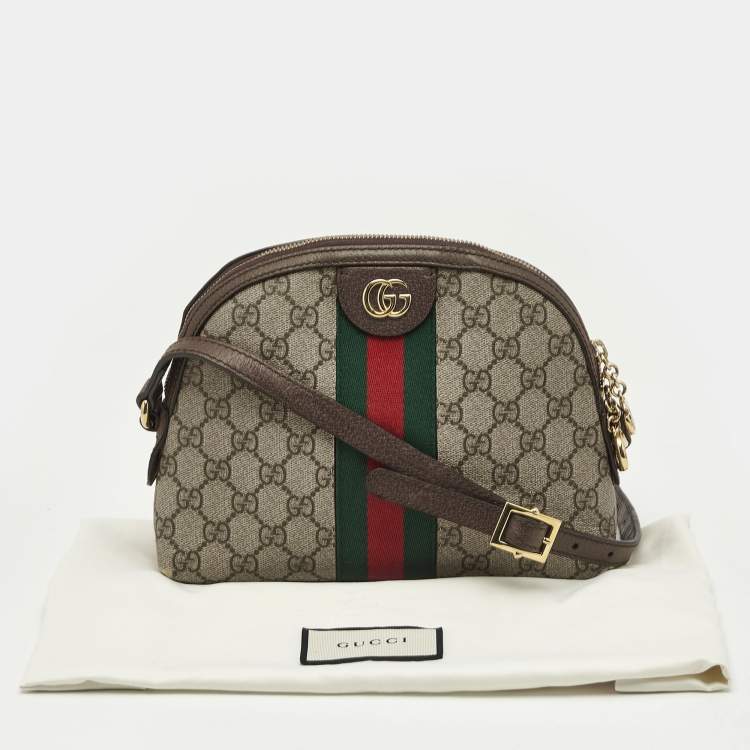 Pre Owned Gucci Beige/Brown GG Supreme Canvas Small Web Ophidia Shoulder Bag
