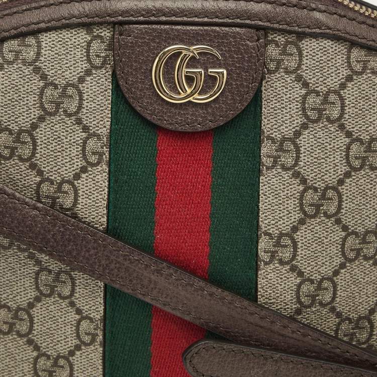 Pre Owned Gucci Beige/Brown GG Supreme Canvas Small Web Ophidia Shoulder Bag