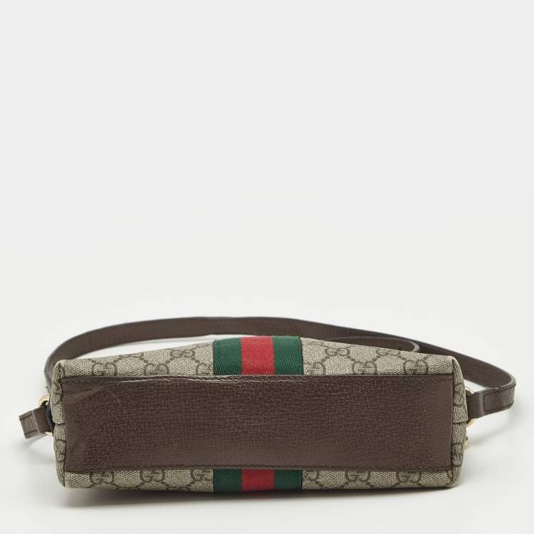 Pre Owned Gucci Beige/Brown GG Supreme Canvas Small Web Ophidia Shoulder Bag
