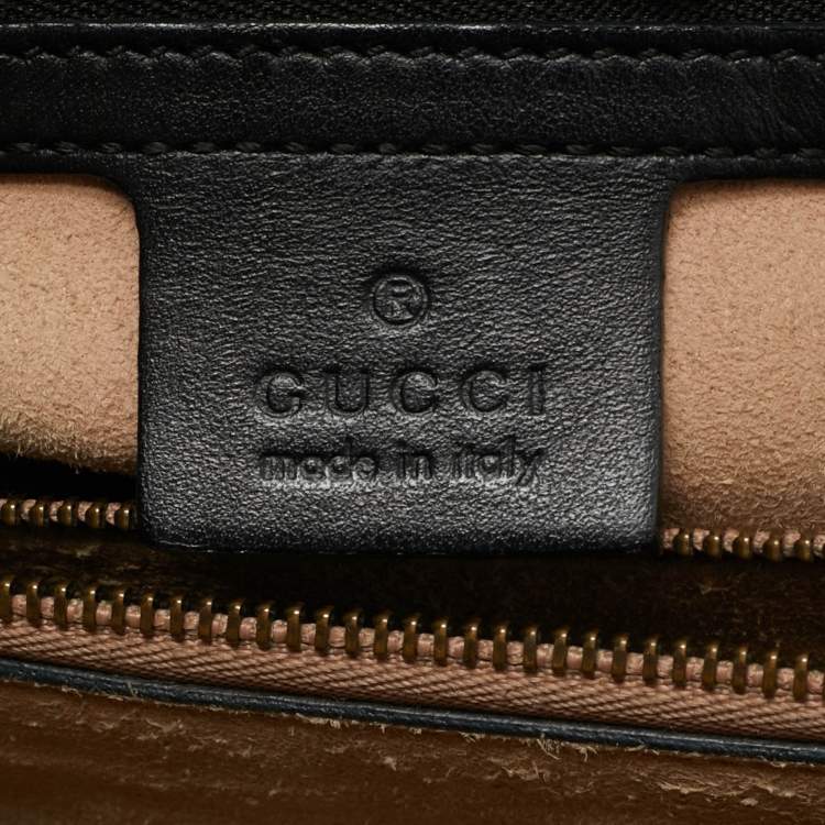 Pre Owned Gucci Black Matelasse Leather Medium GG Marmont Tote