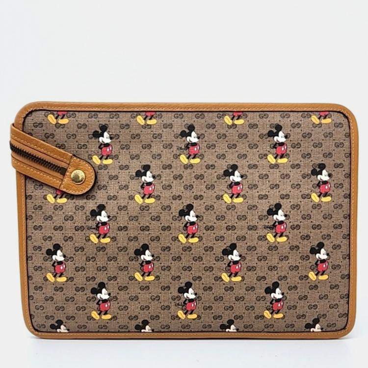 Pre Owned Gucci Brown Canvas Disney Clutch bag