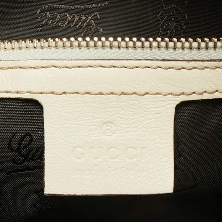 Pre Owned Gucci Cream Leather Pop Bamboo Top Handle Bag