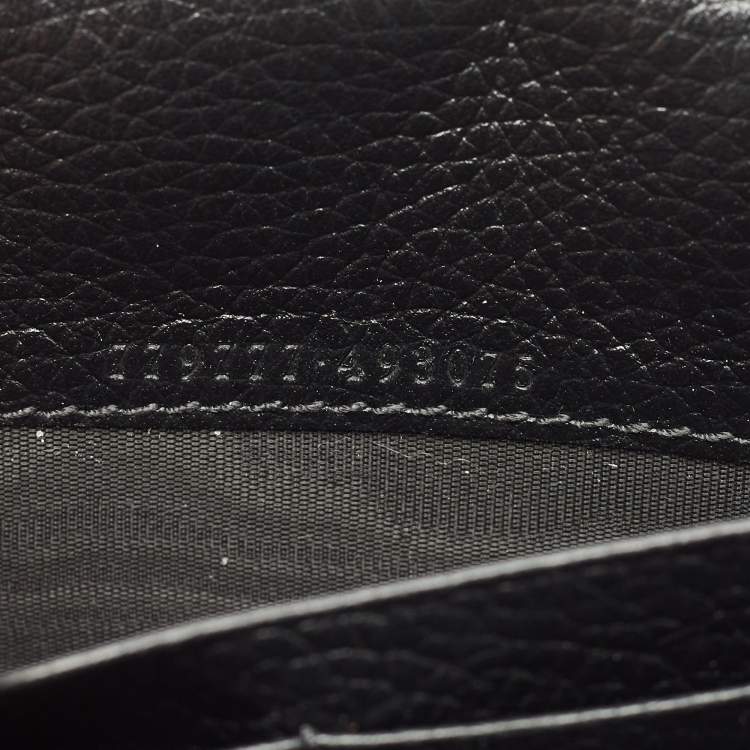 Pre Owned Gucci Black Leather GG Marmont Wallet on Chain