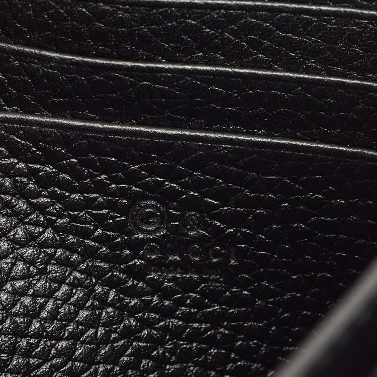 Pre Owned Gucci Black Leather GG Marmont Wallet on Chain