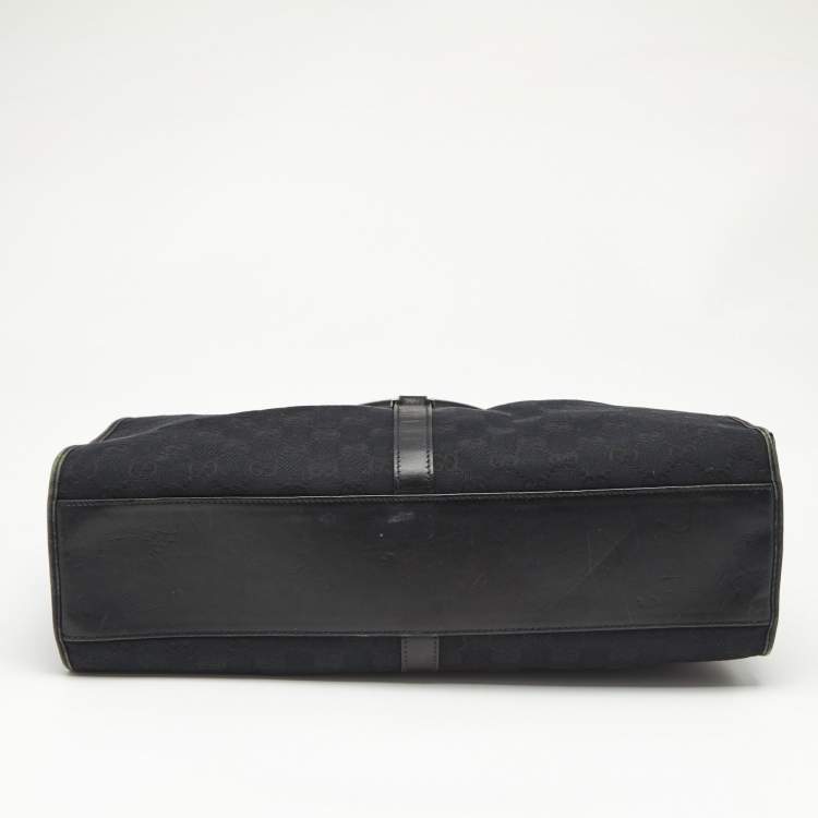 Pre Owned Gucci Black GG Canvas and Leather Jackie O Hobo