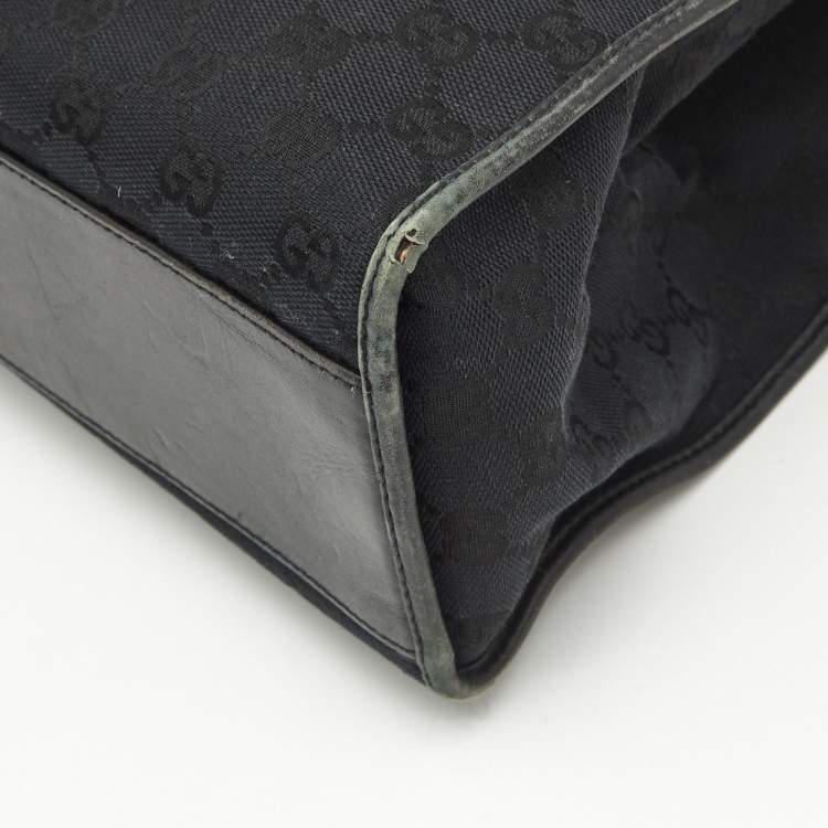 Pre Owned Gucci Black GG Canvas and Leather Jackie O Hobo