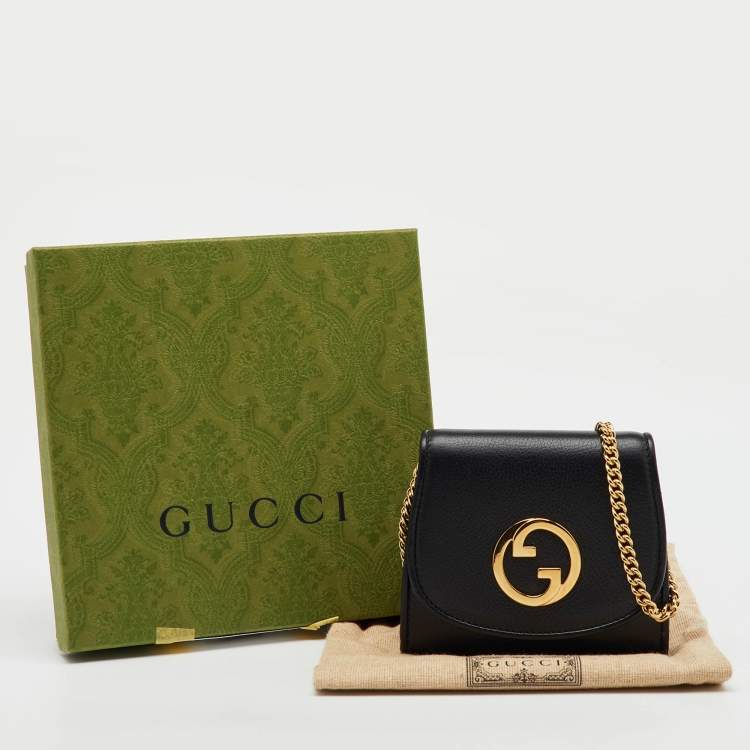 Pre Owned Gucci Black Leather Blondie Medium Wallet On Chain