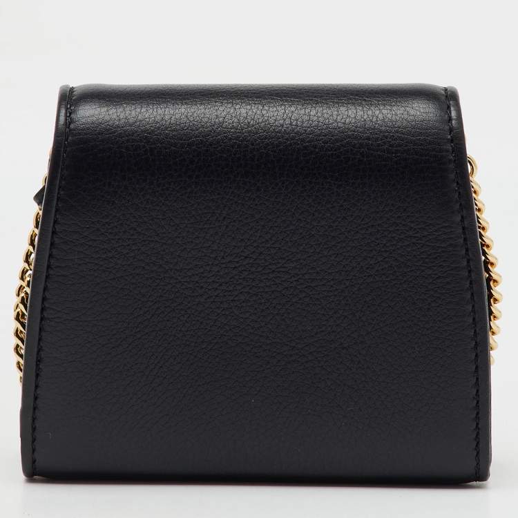 Pre Owned Gucci Black Leather Blondie Medium Wallet On Chain