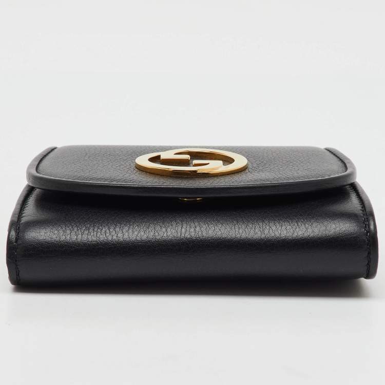 Pre Owned Gucci Black Leather Blondie Medium Wallet On Chain
