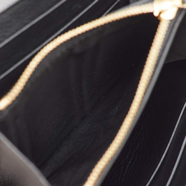 Pre Owned Gucci Black Leather Blondie Medium Wallet On Chain