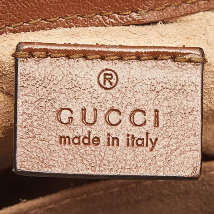 Pre Owned Gucci Brown Matelasse Leather Mini GG Marmont Top Handle Bag