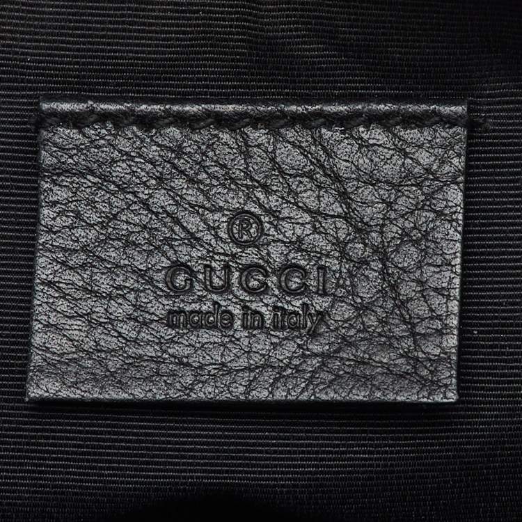 Pre Owned Gucci Dark Grey/Black GG Canvas And Leather Boat Pochette