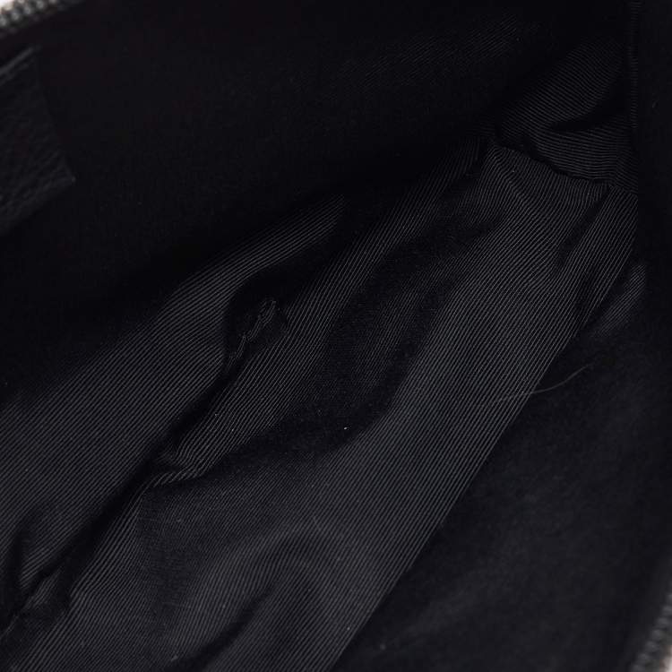Pre Owned Gucci Dark Grey/Black GG Canvas And Leather Boat Pochette