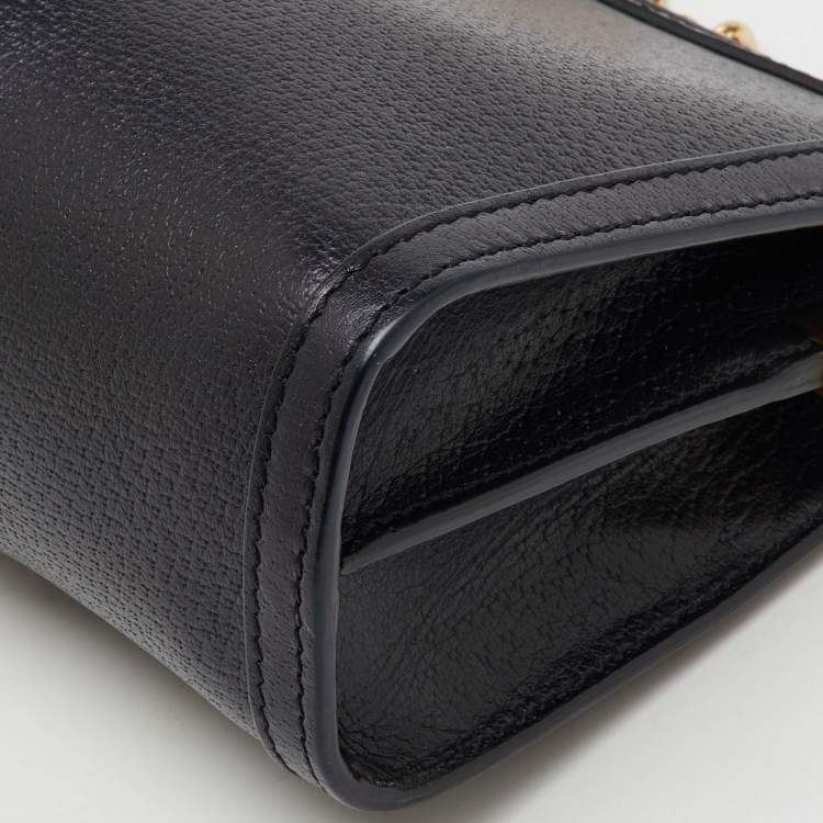 Pre Owned Gucci Black Leather GG Web Detail Ophidia Small Chain Shoulder Bag