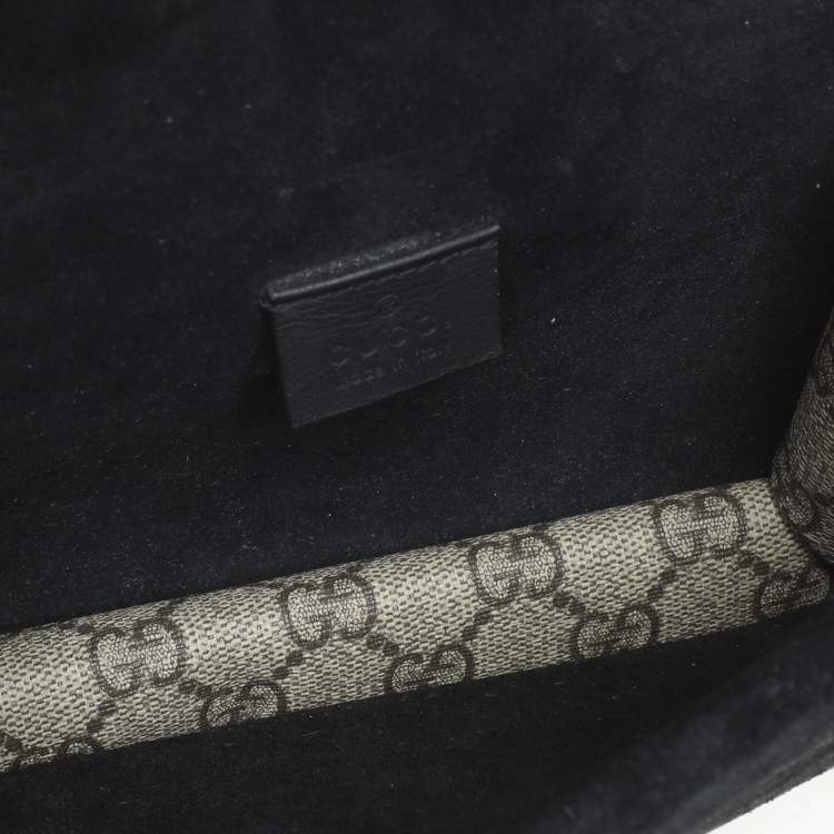 Pre Owned Gucci Beige/Black GG Supreme Canvas and Suede Mini Dionysus Shoulder Bag