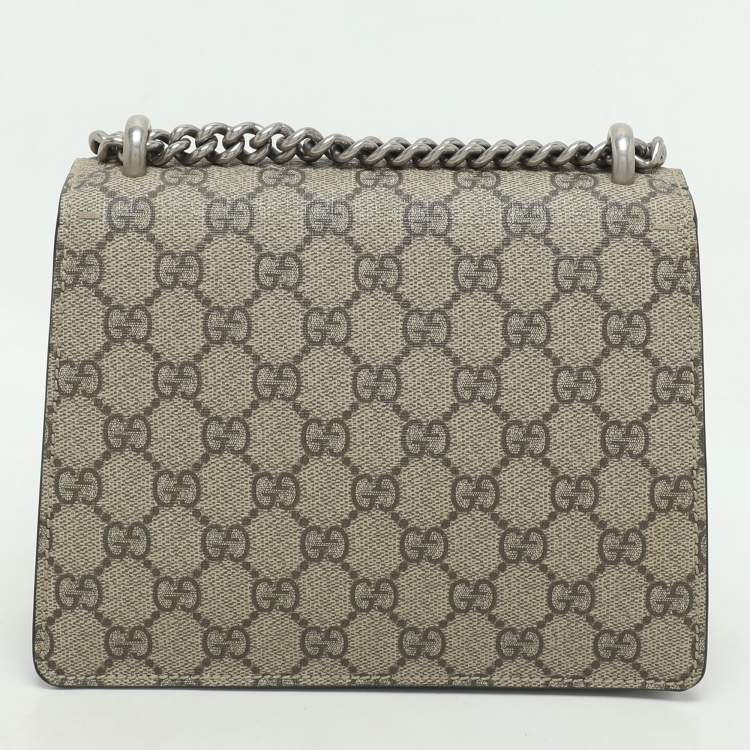 Pre Owned Gucci Beige/Black GG Supreme Canvas and Suede Mini Dionysus Shoulder Bag