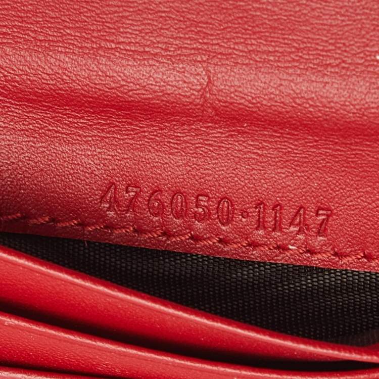 Pre Owned Gucci Beige/Red GG Supreme Coated Canvas Cherry Crystals Embellished Card Case