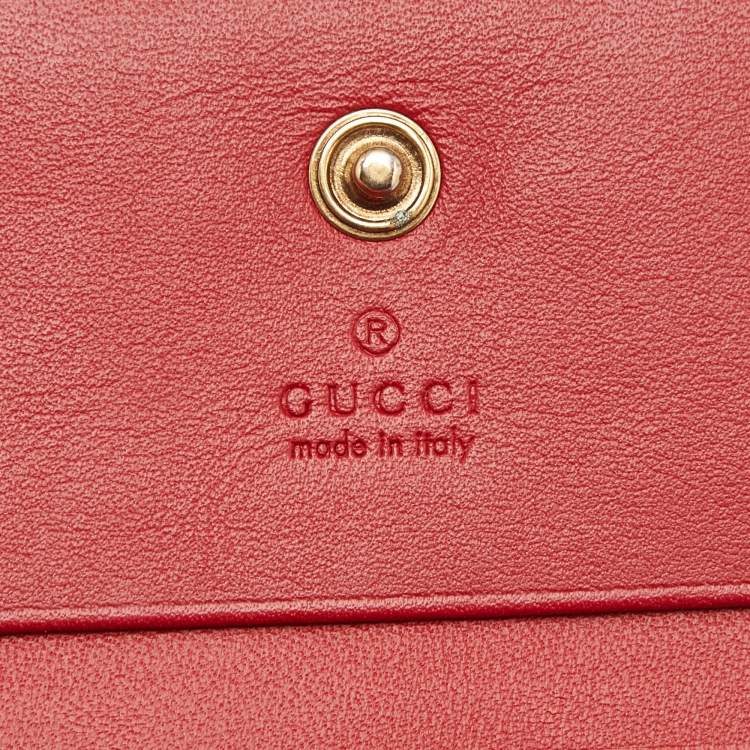 Pre Owned Gucci Beige/Red GG Supreme Coated Canvas Cherry Crystals Embellished Card Case