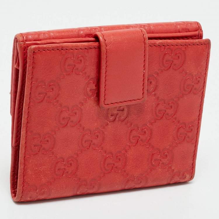 Pre Owned Gucci Orange Guccissima Leather Flap Compact Wallet