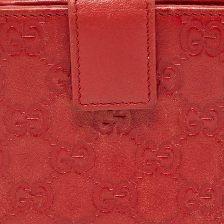 Pre Owned Gucci Orange Guccissima Leather Flap Compact Wallet