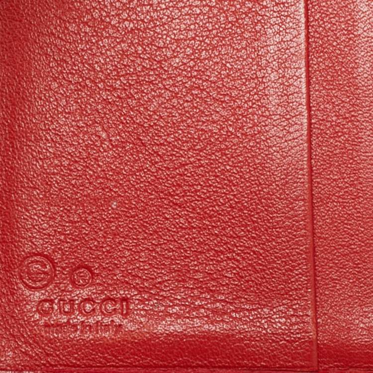 Pre Owned Gucci Orange Guccissima Leather Flap Compact Wallet