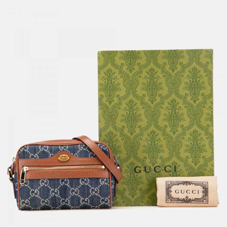 Pre Owned Gucci Blue Mini GG Denim Ophidia Crossbody