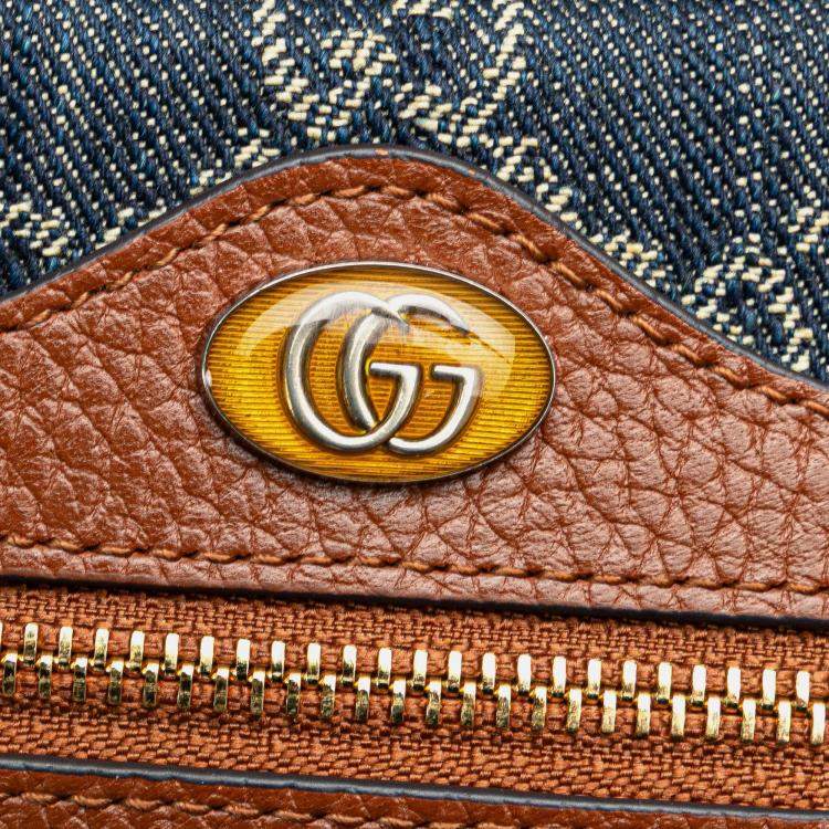 Pre Owned Gucci Blue Mini GG Denim Ophidia Crossbody