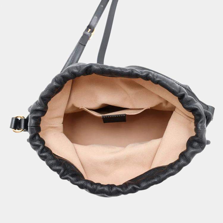 Pre Owned Gucci Horsebit 1955 Black Leather Bucket Bag