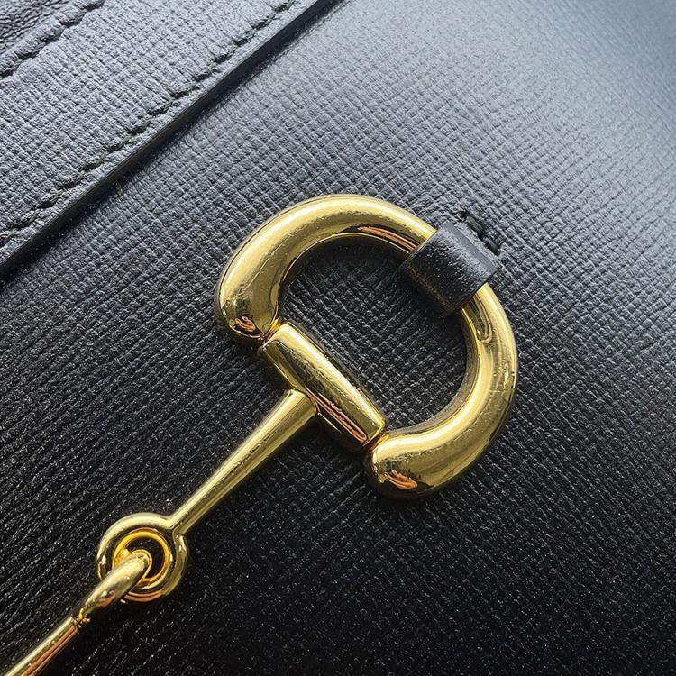 Pre Owned Gucci Horsebit 1955 Black Leather Bucket Bag