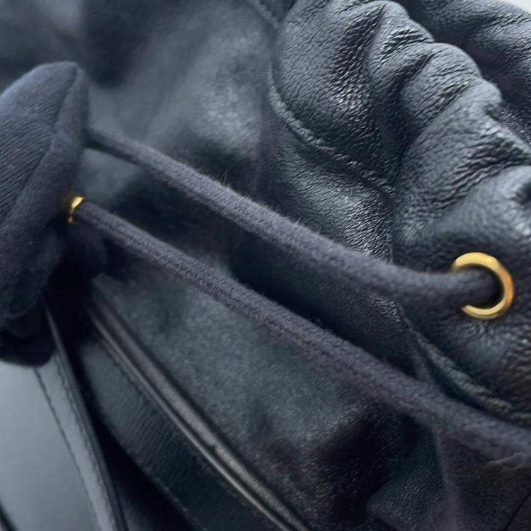 Pre Owned Gucci Horsebit 1955 Black Leather Bucket Bag