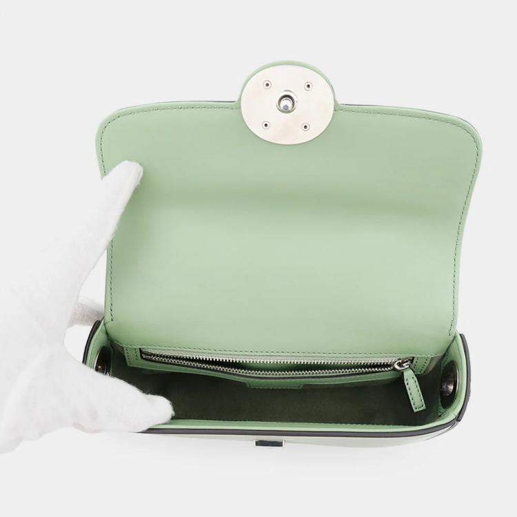 Pre Owned Gucci Petite GG Mini Green Leather Shoulder Bag
